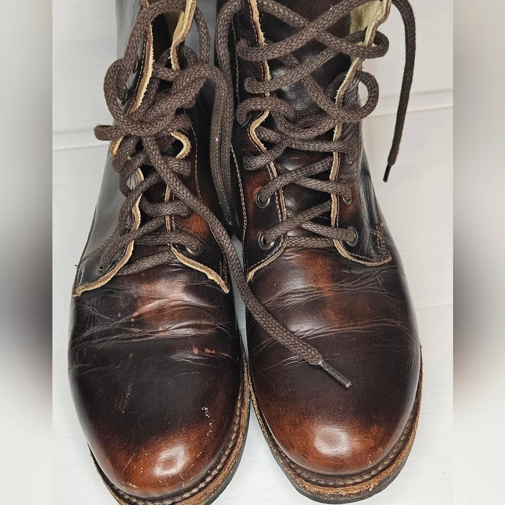 BED|STÜ Cobbler Series Men’s Two-Tone Brown Leather Lace-Up Boots – Handcrafted